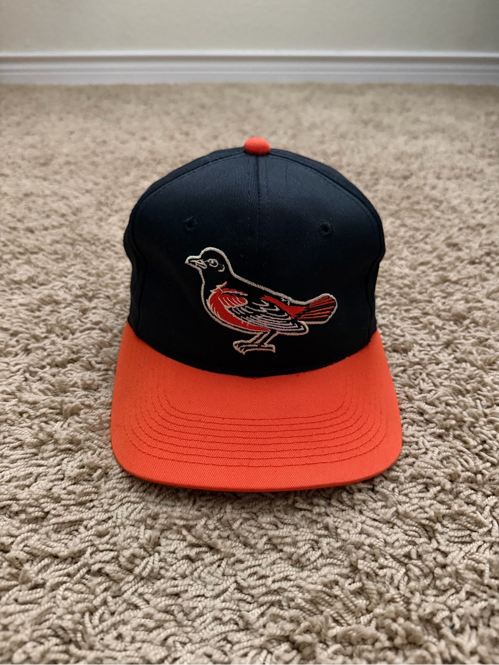 Vintage 90s Baltimore Orioles Hat Cap SnapBack MLB Black Twill Orange Twins